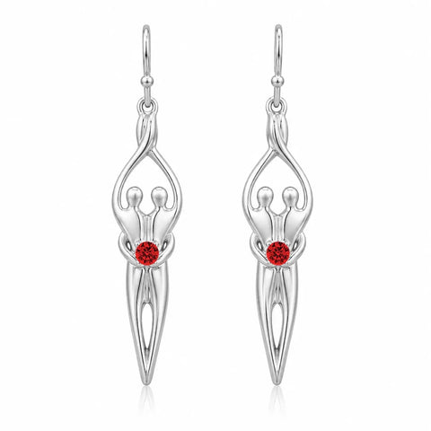 Handcrafted Sterling Silver Soulmate Drop Earrings With Princess-Cut Cubic Accent – Made in USA Jewelry Symbol of Love Jewelry  Earrings