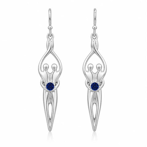 Handcrafted Sterling Silver Soulmate Drop Earrings With Princess-Cut Cubic Accent – Made in USA Jewelry Symbol of Love Jewelry  Earrings