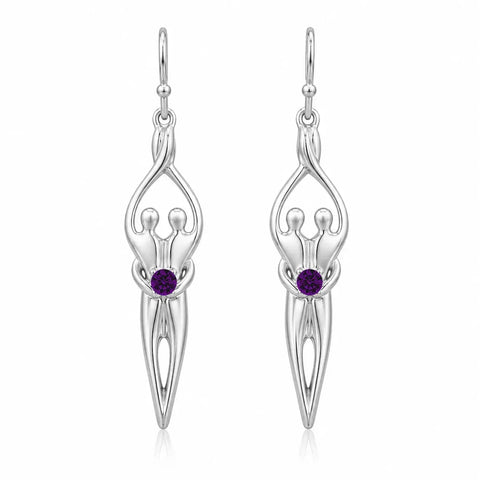 Handcrafted Sterling Silver Soulmate Drop Earrings With Princess-Cut Cubic Accent – Made in USA Jewelry Symbol of Love Jewelry  Earrings