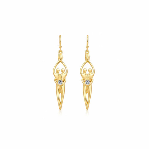 Handcrafted Sterling Silver Soulmate Drop Earrings With Princess-Cut Cubic Accent – Made in USA Jewelry Symbol of Love Jewelry  Earrings