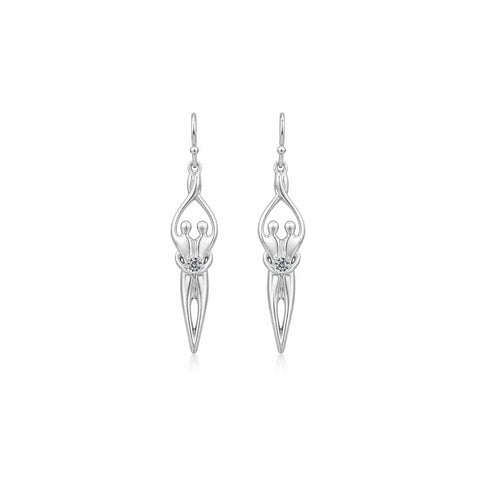 Handcrafted Sterling Silver Soulmate Drop Earrings With Princess-Cut Cubic Accent – Made in USA Jewelry Symbol of Love Jewelry  Earrings