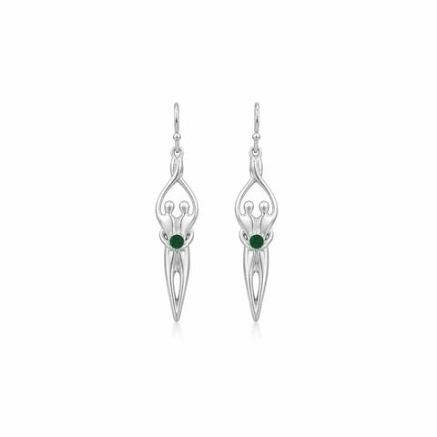 Handcrafted Sterling Silver Soulmate Drop Earrings With Princess-Cut Cubic Accent – Made in USA Jewelry Symbol of Love Jewelry  Earrings