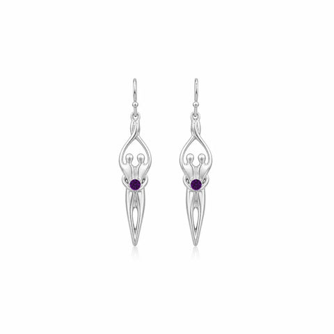 Handcrafted Sterling Silver Soulmate Drop Earrings With Princess-Cut Cubic Accent – Made in USA Jewelry Symbol of Love Jewelry  Earrings