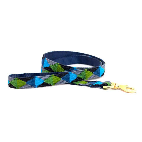 Handwoven Argyle Pattern Dog Leash – Durable Nylon with Brass Clip | Made in USA Premium Pet Leash Auburn Leathercrafters  item