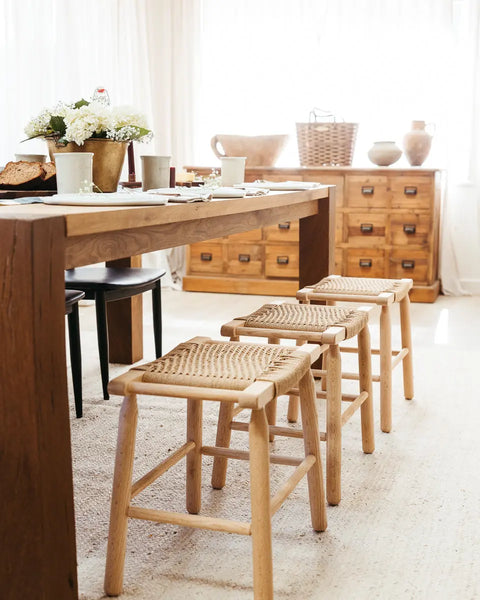 Handwoven Danish Cord Bench – 19x17x12 Inch White Oak Frame | Handmade Furniture Made in USA Millstream Home  Homegoods