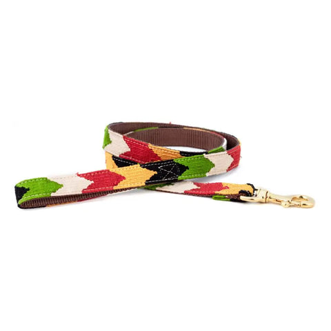 Handwoven Harvest Chevron Dog Leash 6 Foot – Durable Nylon Backing with Brass Hardware | Made in USA Auburn Leathercrafters  item