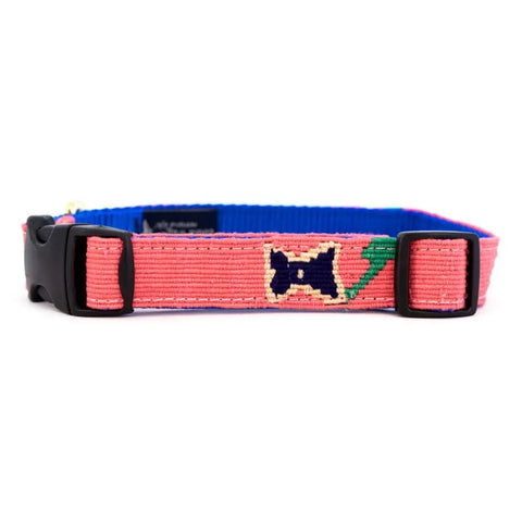 Handwoven Side-Release Dog Collar – Durable Nylon & Brass Hardware – Vibrant Camas Flower Design | Made in USA Auburn Leathercrafters  item