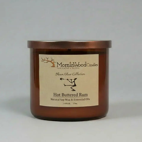 Hot Buttered Rum Scented Soy Wax Candle 17oz – 3 Wick Blown Glass Jar | Made in USA MorninWood Candles  3 Wick Candle