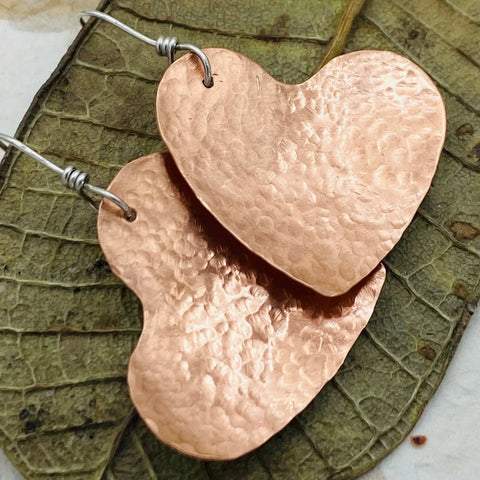 Janecka Hand Forged Copper Heart Earrings – Artisan Rustic Jewelry | Made in USA Janecka 