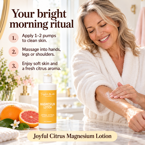 Magnesium Organic Lotion – Joyful Citrus Scented Hydrating Skin Moisturizer | Made in USA Taylor Made Organics  lotion