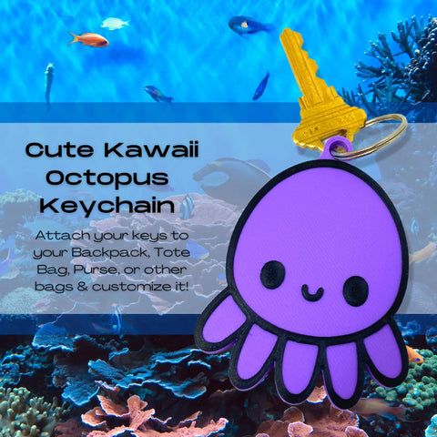 Kawaii Octopus Keychain – Cute Bag Charm | Made in USA Chatelet Manufacturing 