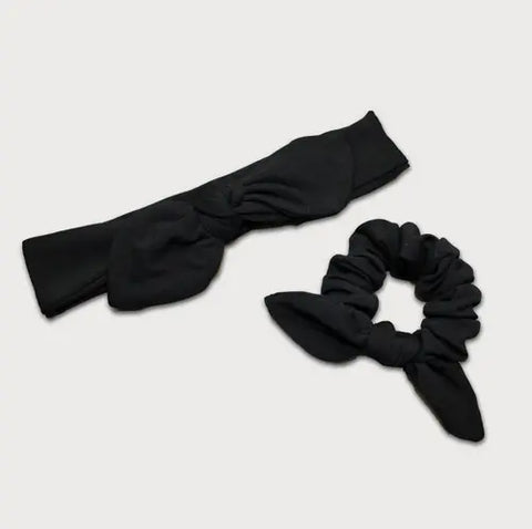 Knotted Bow Headband And Scrunchie Set – Soft Fabric Hair Accessories | Made In USA Goodnighties  item