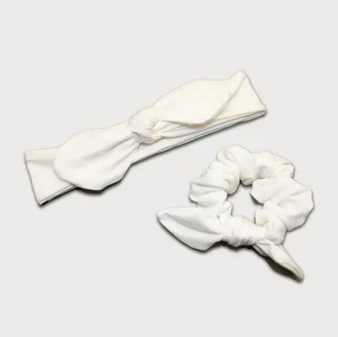Knotted Bow Headband And Scrunchie Set – Soft Fabric Hair Accessories | Made In USA Goodnighties  item