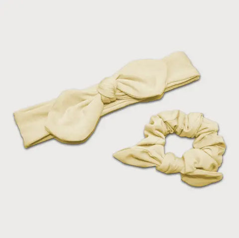 Knotted Bow Headband And Scrunchie Set – Soft Fabric Hair Accessories | Made In USA Goodnighties  item