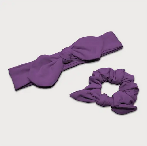 Knotted Bow Headband And Scrunchie Set – Soft Fabric Hair Accessories | Made In USA Goodnighties  item