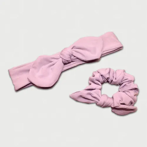 Knotted Bow Headband And Scrunchie Set – Soft Fabric Hair Accessories | Made In USA Goodnighties  item
