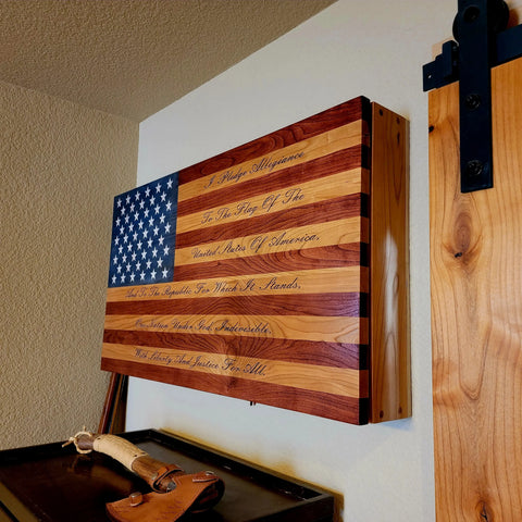 Large Cherry Hardwood Concealment Box 19x34x4.5 Inch – Custom Storage Solution | Handcrafted in USA by Veterans American Grains LLC 