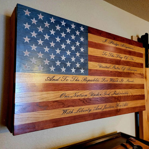 Large Cherry Hardwood Concealment Box 19x34x4.5 Inch – Custom Storage Solution | Handcrafted in USA by Veterans American Grains LLC 