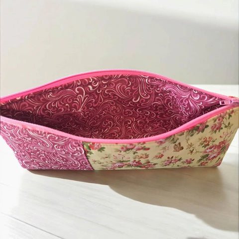 Large Cotton Zipper Pencil Pouch 10 Inch – Floral and Sheep Design Organizer | Handmade in USA Frances Farm & Craft  Pencil Pouch