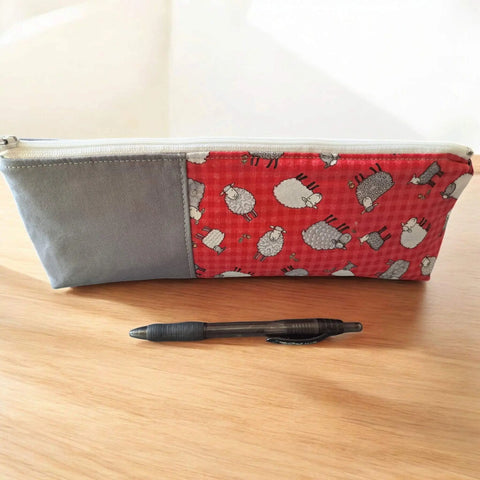 Large Cotton Zipper Pencil Pouch 10 Inch – Floral and Sheep Design Organizer | Handmade in USA Frances Farm & Craft  Pencil Pouch