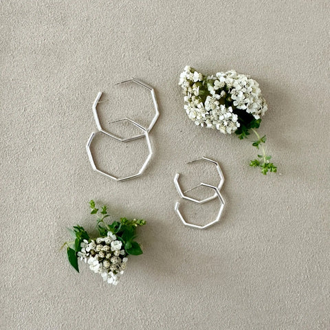 Large Sterling Silver Geometric Hoop Earrings – Minimalist Jewelry | Made in USA Sarah Cecelia  EARRINGS