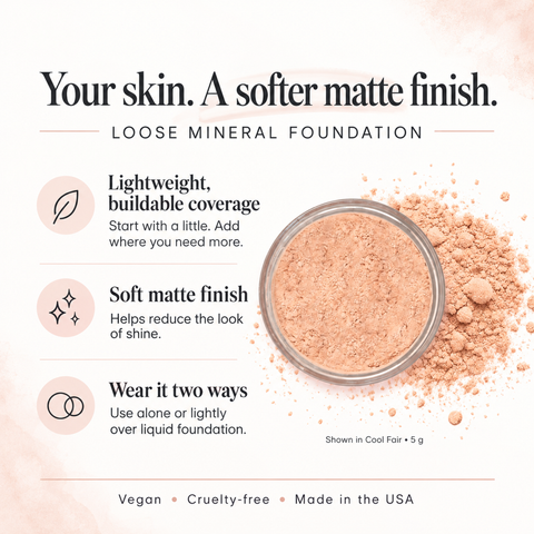 Loose Mineral Foundation Powder – Matte Finish for Oily and Combination Skin | Handcrafted in USA Taylor Made Organics  foundation