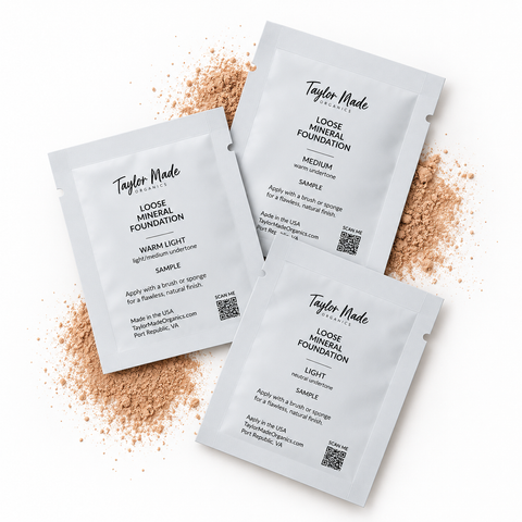 Weightless Loose Mineral Foundation Powder Samples – Vegan Natural Face Makeup | Made in USA by Taylor Made Organics Taylor Made Organics  foundation