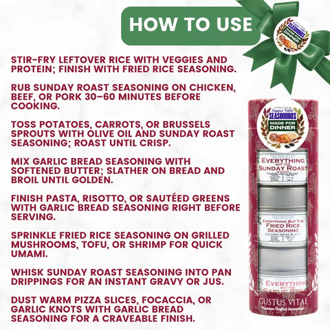 Made for Dinner Supper Table Seasonings Gift Set 3-Pack – Gourmet Spice Blends | Handcrafted in USA Gustus Vitae  Collections & Gift Sets