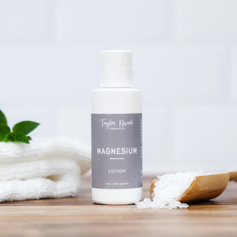 Magnesium Muscle Relief Lotion 8oz – Organic Hydrating Peppermint Formula | Taylor Made Organics Made in USA Taylor Made Organics  therapeutic lotion