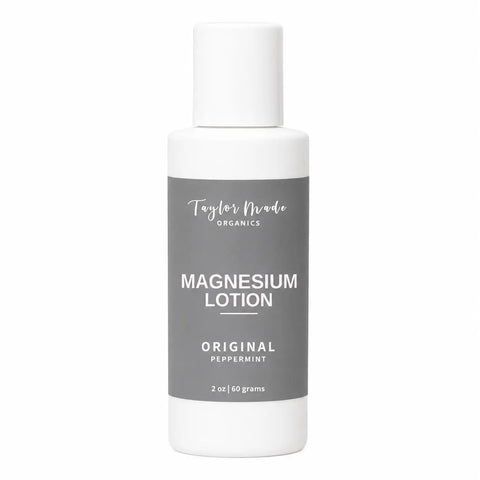 Magnesium Muscle Relief Lotion 8oz – Organic Hydrating Peppermint Formula | Taylor Made Organics Made in USA Taylor Made Organics  therapeutic lotion