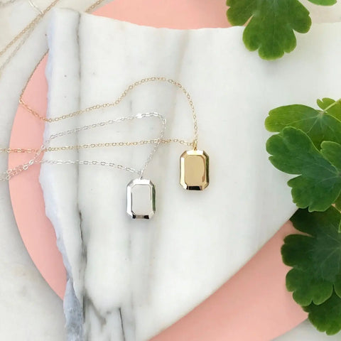 Minimalist Gold Gemstone Pendant Necklace – Portrait Cut Design | Made in USA Sarah Cecelia  NECKLACES