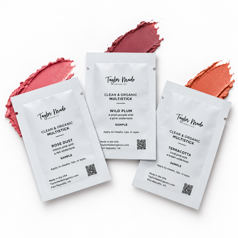 Organic Multistick Makeup Set Samples – Creamy Pink Rose Terracotta Wild Plum Shades | Made in USA Taylor Made Organics  blush & bronzer