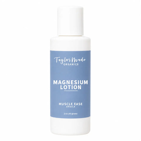 Muscle Ease Organic Magnesium Lotion 8oz – Soothing Arnica Essential Oils Blend | Made in USA Taylor Made Organics  therapeutic lotion