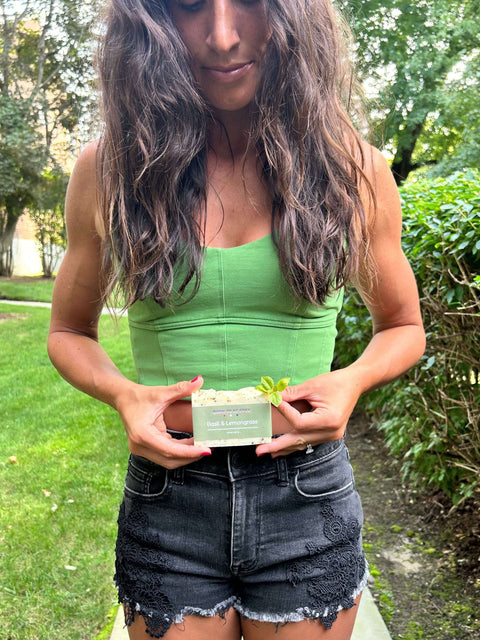 Natural Basil & Lemongrass Tallow Soap Bar 4.5 oz – Moisturizing Cleansing Bar | Made in USA Born to be Free  soap