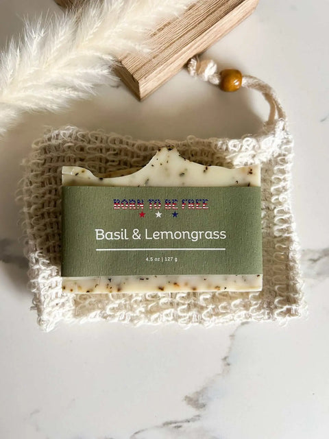 Natural Basil & Lemongrass Tallow Soap Bar 4.5 oz – Moisturizing Cleansing Bar | Made in USA Born to be Free  soap