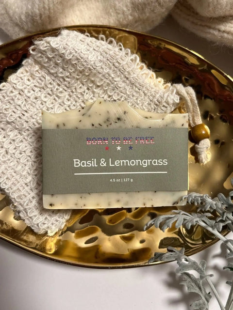 Natural Basil & Lemongrass Tallow Soap Bar 4.5 oz – Moisturizing Cleansing Bar | Made in USA Born to be Free  soap