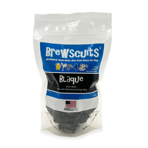 Natural Dog Treats – Blaque Brew Mints 4 oz – Activated Charcoal Fresh Mint | Made in USA Brewscuits 
