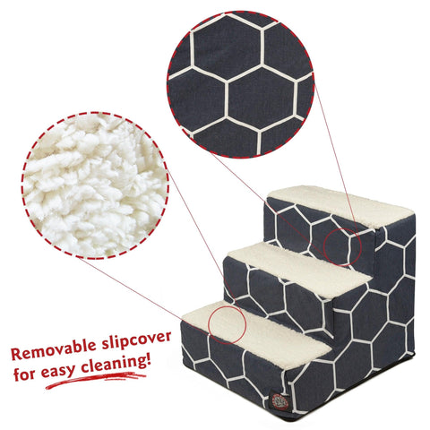 Pet Comfort 3-Step Stairs – Soft Pet Ramp - Dogs and Cats | Made in USA Majestic Pet 