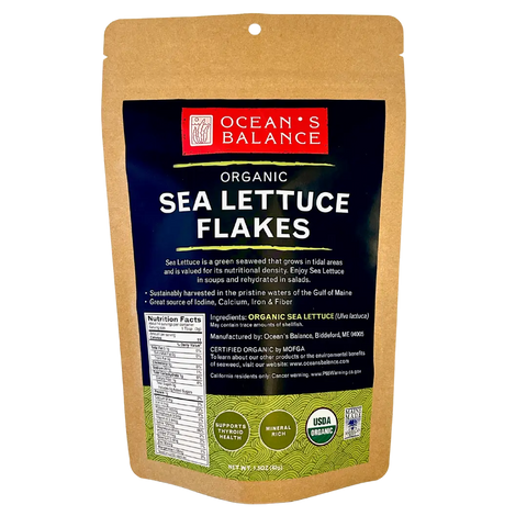 Ocean's Balance Organic Sea Lettuce Flakes – 1.5 oz – Sustainable Seaweed Seasoning | Made in USA Ocean's Balance  Organic Seaweed