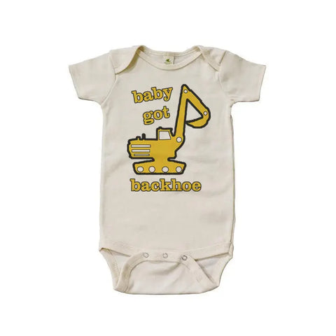 Organic Cotton Baby Backhoe Graphic Bodysuit – Soft Baby One-Piece | Made in USA Spiritex | Sustainable Apparel  Graphic Snappies