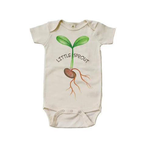 Organic Cotton Baby Bodysuit – Little Sprout Graphic Short Sleeve | Made in USA Spiritex | Sustainable Apparel  Graphic Snappies