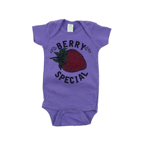 Organic Cotton Berry Graphic Baby Bodysuit – Short Sleeve Onesie | Made in USA Spiritex | Sustainable Apparel  Graphic Snappies