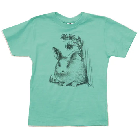 Organic Cotton Kids Bunny Graphic Tee – Soft Breathable Short Sleeve Shirt | Made in USA Spiritex | Sustainable Apparel  Graphic Youth Tees