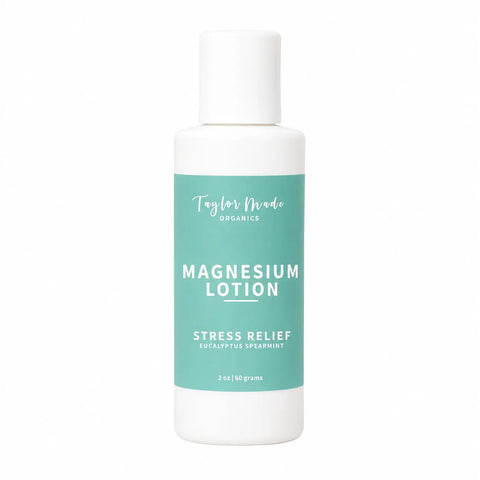 Organic Magnesium Lotion 8oz – Stress Relief Moisturizer With Eucalyptus Spearmint | Made in USA Taylor Made Organics  therapeutic lotion