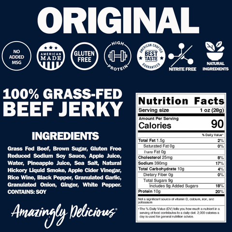 Field Trip Original Beef Jerky 12oz – Grass Fed High Protein Snack | Made in USA Field Trip 