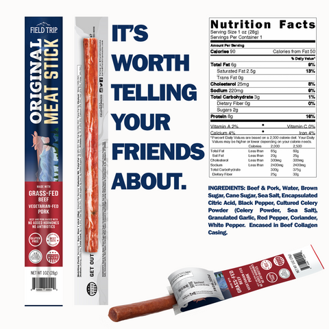Field Trip Original Meat Stick 1oz – Grass-Fed Beef Snack – 10 Count | Made in USA Field Trip 