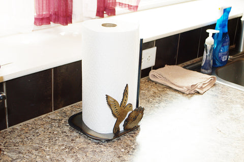 Handcrafted Hummingbird Paper Towel Holder – Rustic Metal Kitchen Accessory | Made in USA Knights Home Decor  item