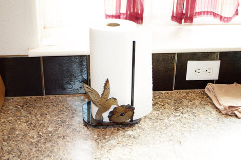 Handcrafted Hummingbird Paper Towel Holder – Rustic Metal Kitchen Accessory | Made in USA Knights Home Decor  item