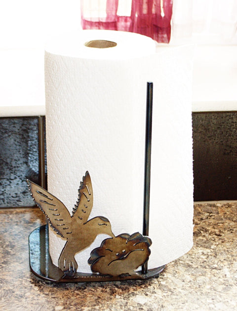 Handcrafted Hummingbird Paper Towel Holder – Rustic Metal Kitchen Accessory | Made in USA Knights Home Decor  item