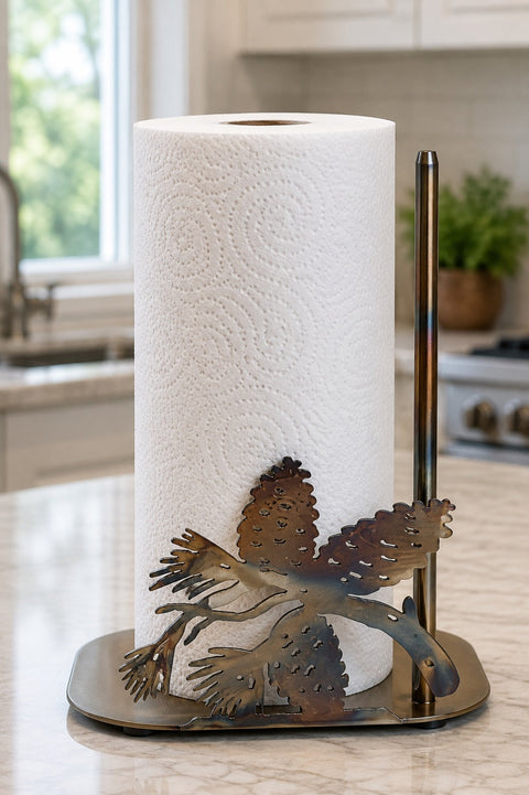 Rustic Pinecone Paper Towel Stand – Handcrafted Kitchen Accessory | Made in USA Knights Home Decor  item